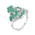 Кольцо из серебра с хризопразом и фианитами родированное