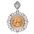 Иконка из золочёного серебра с фианитами Ангел Хранитель