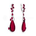 Серьги из серебра с кварцем рубин и фианитами родированные
