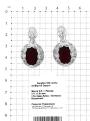 Серьги из серебра с пл.кварцем цв.рубин и фианитами родированные