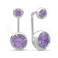 Серьги из серебра с кварцем аметист родированные