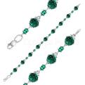 Браслет из серебра с кварцем изумруд родированный