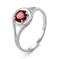 Кольцо из серебра с нат.гранатом родированное