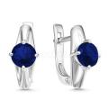 Серьги из серебра с кварцем сапфир родированные