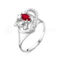 Кольцо из серебра с кварцем гранат и фианитами родированное