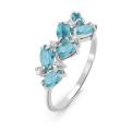 Кольцо из серебра с пл. кварцем цв. swiss топаз и фианитами родированное