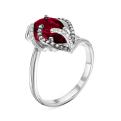 Кольцо из серебра с кварцем гранат и фианитами родированное