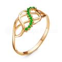 Кольцо из золочёного серебра с зелёным кварцем