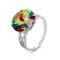 Кольцо из серебра с кристаллом Swarovski родированное - фото