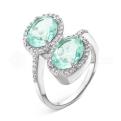 Кольцо из серебра с пл.кварцем цв.топаз и фианитами родированное
