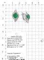 Серьги из серебра с нат.зелёным агатом и фианитами родированные