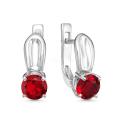 Серьги из серебра с пл.кварцем цв.гранат родированные