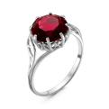 Кольцо из серебра с пл.кварцем гранат родированное