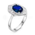 Кольцо из серебра с фианитами родированное