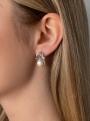 Серьги из серебра с культивированным жемчугом и фианитами родированные