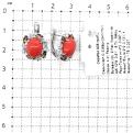 Серьги из серебра с кораллами, кварцами раухтопаз и фианитами родированные