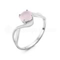 Кольцо из серебра с кварцем розовый лунный камень родированное