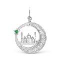 Подвеска мусульманская из серебра с фианитом родированная