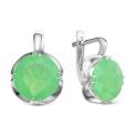 Серьги из серебра с зелёным кварцем родированные
