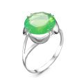 Кольцо из серебра с зелёным кварцем родированное