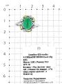 Кольцо из серебра с рек.зелёным агатом, пл.кварцем хризолит и фианитами родированное