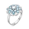 Кольцо из серебра с нат. Sky топазом родированное