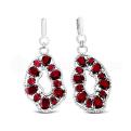 Серьги из серебра с кварцем гранат и фианитами родированные