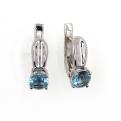 Серьги из серебра с кварцем sky топаз  родированные