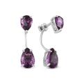 Серьги-пусеты из серебра с пл.кварцем цв.аметист родированные