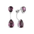 Серьги-пусеты из серебра с пл.кварцем цв.родолит родированные