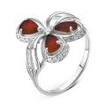 Кольцо из серебра с кварцем гранат и фианитами родированное