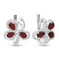 Серьги из серебра с кварцем гранат и фианитами родированные
