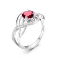 Кольцо из серебра с кварцем гранат и фианитами родированное