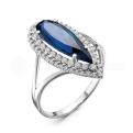 Кольцо из серебра с синт. и фианитами родированное