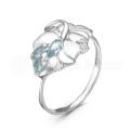 Кольцо из серебра с нат.топазом sky  и фианитами родированное