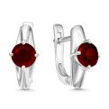 Серьги из серебра с пл.кварцем цв.гранат родированные