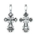 Крест православный из чернёного серебра - Распятие, Николай Чудотворец 3.3 см