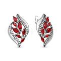 Серьги из серебра с кварцем гранат и фианитами родированные