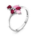 Кольцо из серебра с кварцем рубин и розовым кварцем родированное