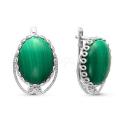 Серьги из серебра с малахитом родированные