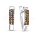 Серьги из серебра с фианитами шампань родированные