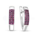 Серьги из серебра с корундом рубин родированные
