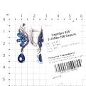 Серьги из серебра с кварцем сапфир и фианитами родированные
