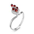 Кольцо из серебра с нат.гранатом и фианитами родированное
