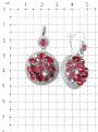 Серьги из серебра с пл.кварцем цв.рубин и фианитами родированные