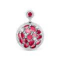 Подвеска из серебра с пл.кварцем цв.рубин и фианитами родированная