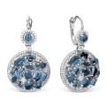 Серьги из серебра с пл. кварцем цв.сапфир и фианитами родированные