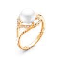 Кольцо из золочёного серебра с культ.жемчугом и фианитами