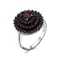 Кольцо из серебра с нат. гранатом родированное