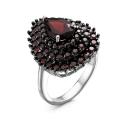 Кольцо из серебра с натуральным и синтетическими гранатами родированное